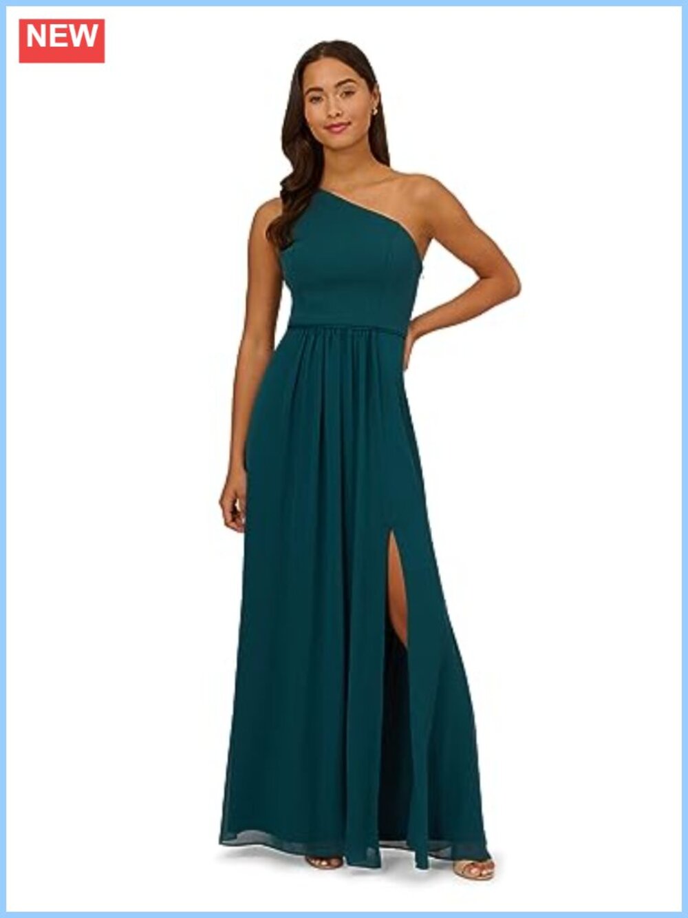 One Shoulder Chiffon Gown Formal Evening Dress
